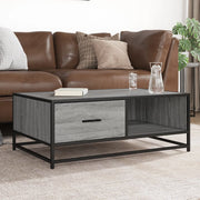 Salontafel 90x57x35 cm bewerkt hout metaal grijs sonoma