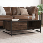 Coffee table 90x57x35 cm processed wood and metal brown oak color