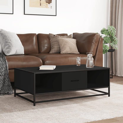 Salontafel 100x57x35 cm bewerkt hout en metaal zwart