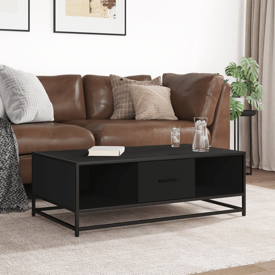 Salontafel 100x57x35 cm bewerkt hout en metaal zwart