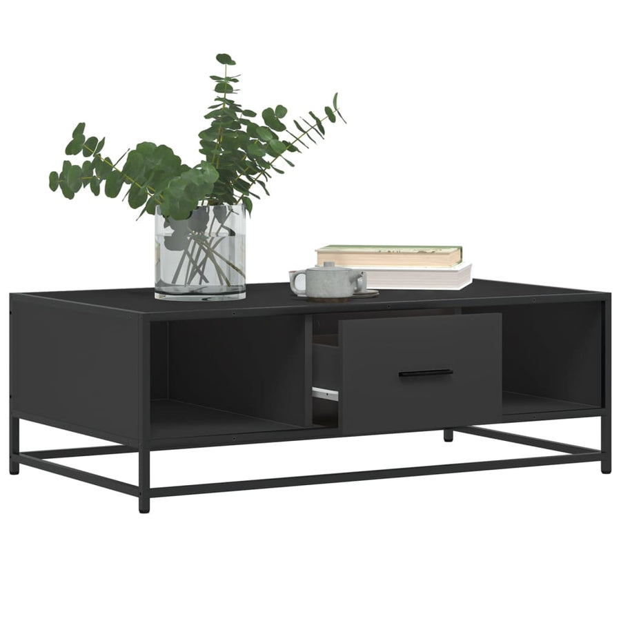 Salontafel 100x57x35 cm bewerkt hout en metaal zwart