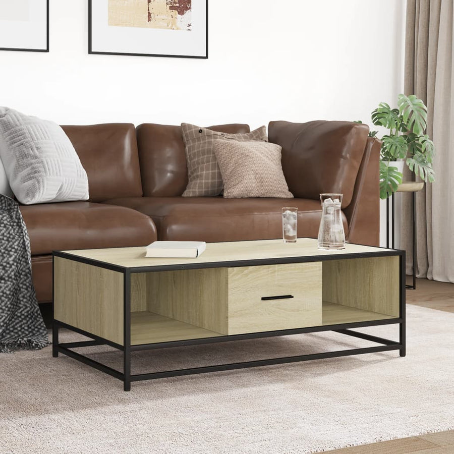 Salontafel 100x57x35 cm bewerkt hout en metaal sonoma eiken