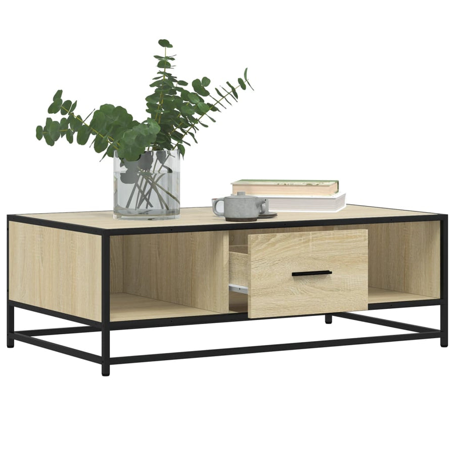 Salontafel 100x57x35 cm bewerkt hout en metaal sonoma eiken