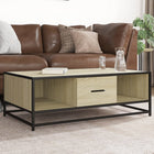Coffee table 100x57x35 cm engineered wood and metal sonoma oak