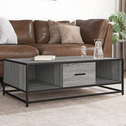 Salontafel 100x57x35 cm bewerkt hout metaal grijs