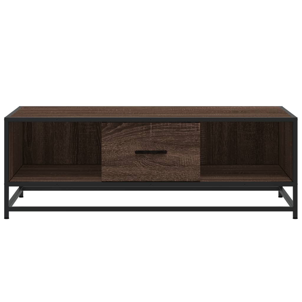 Salontafel 100x57x35 cm bewerkt hout en metaal bruin eikenkleur