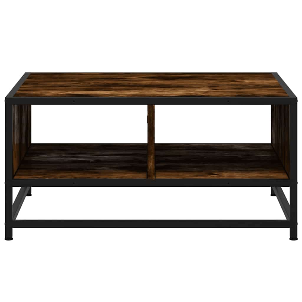 Salontafel 60,5x60,5x30 cm bewerkt hout en metaal gerookt eiken