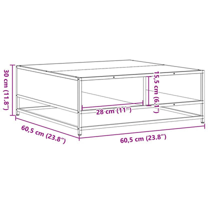 Salontafel 60,5x60,5x30 cm bewerkt hout en metaal gerookt eiken