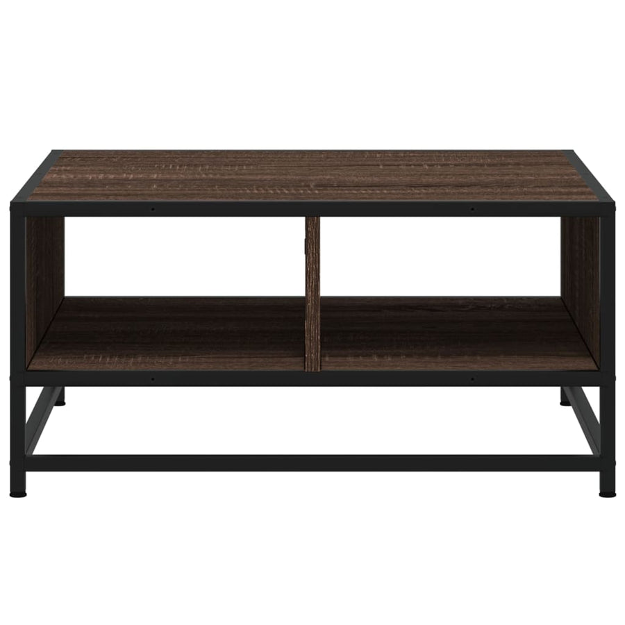 Salontafel 60,5x60,5x30 cm bewerkt hout en metaal bruin eiken