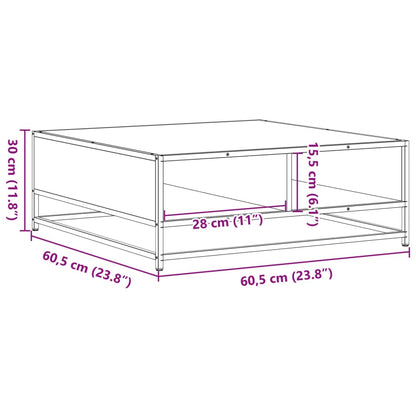 Salontafel 60,5x60,5x30 cm bewerkt hout en metaal bruin eiken