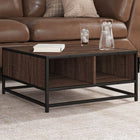 Coffee table 60.5x60.5x30 cm distressed wood and metal brown oak