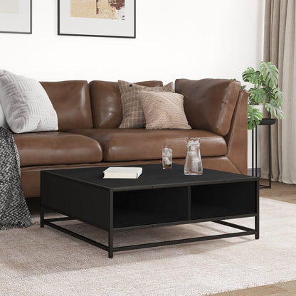 Salontafel 80x80x30 cm bewerkt hout en metaal zwart