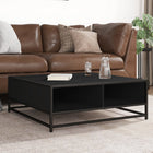 Coffee table 80x80x30 cm treated wood and black metal