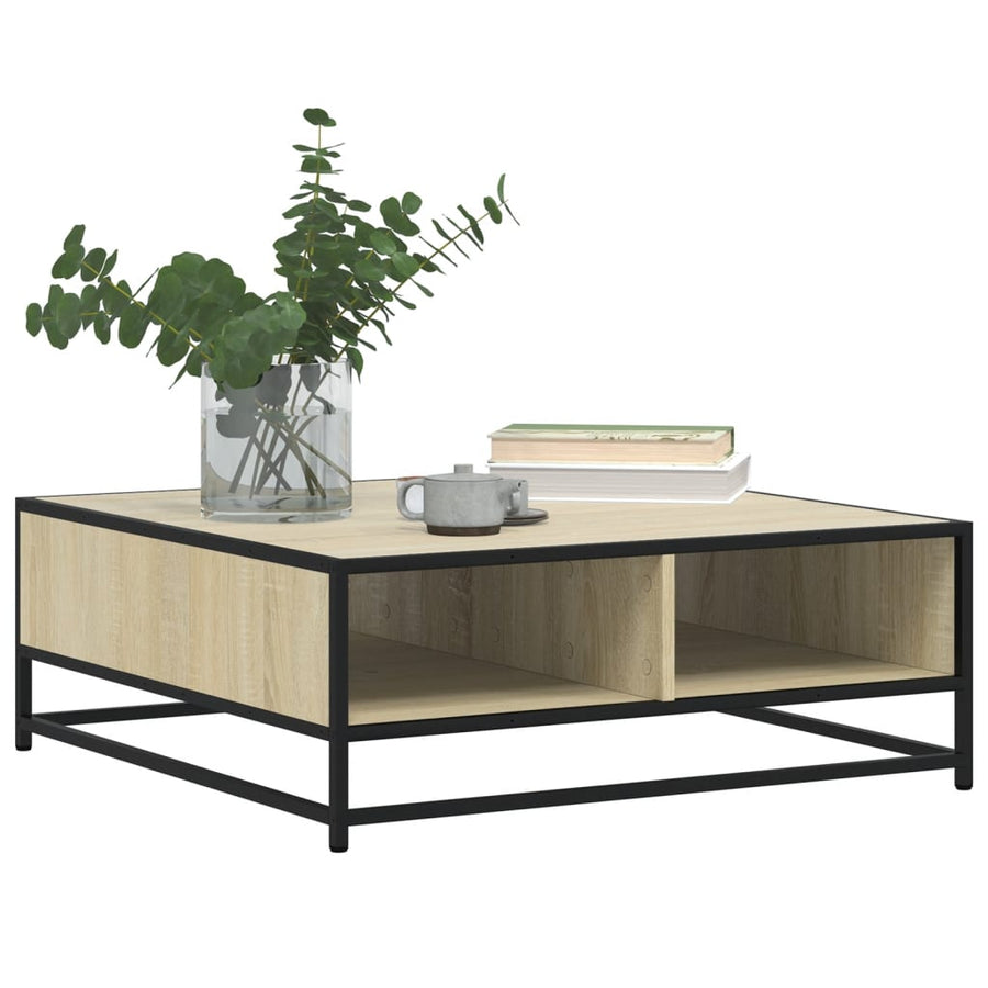 Salontafel 80x80x30 cm bewerkt hout en metaal sonoma eikenkleur
