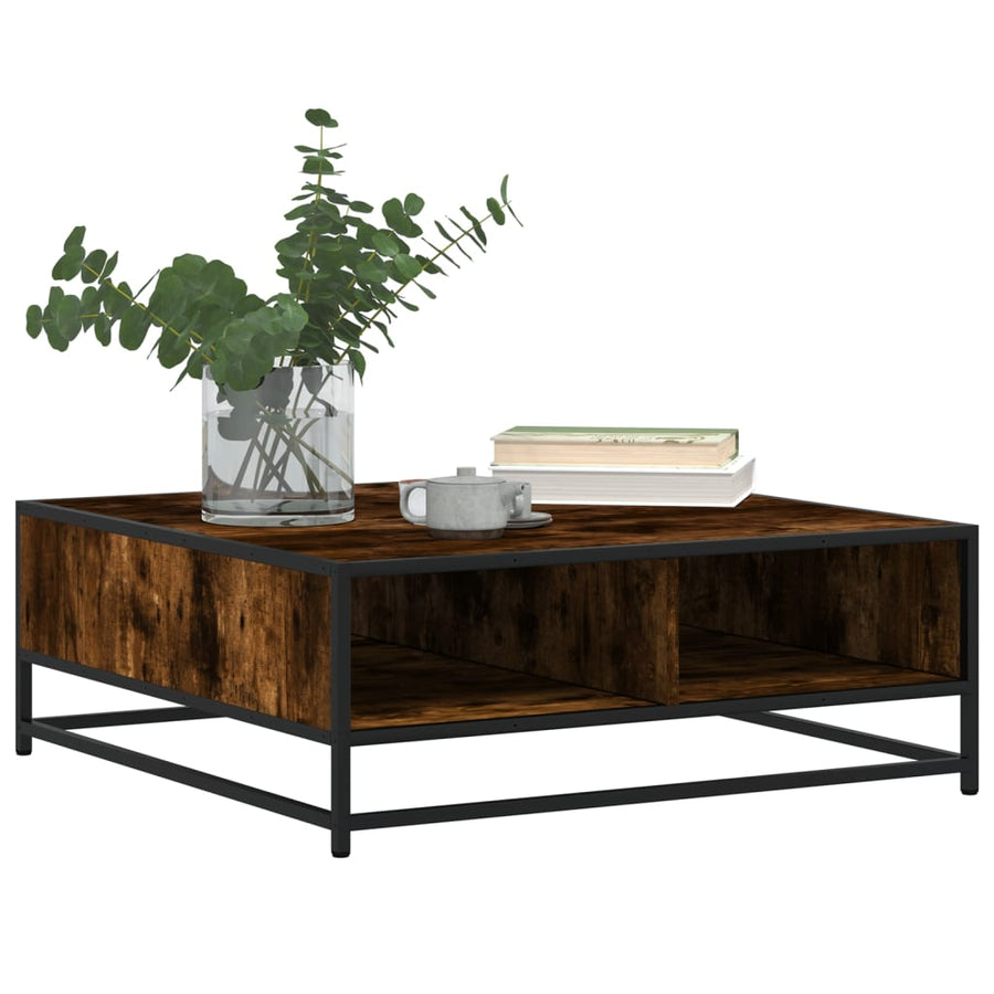 Salontafel 80x80x30 cm bewerkt hout en metaal gerookt eiken