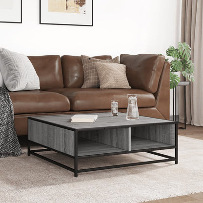 Salontafel 80x80x30 cm bewerkt hout en metaal grijs sonoma