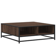 Salontafel 80x80x30 cm bewerkt hout en metaal bruin eikenkleur