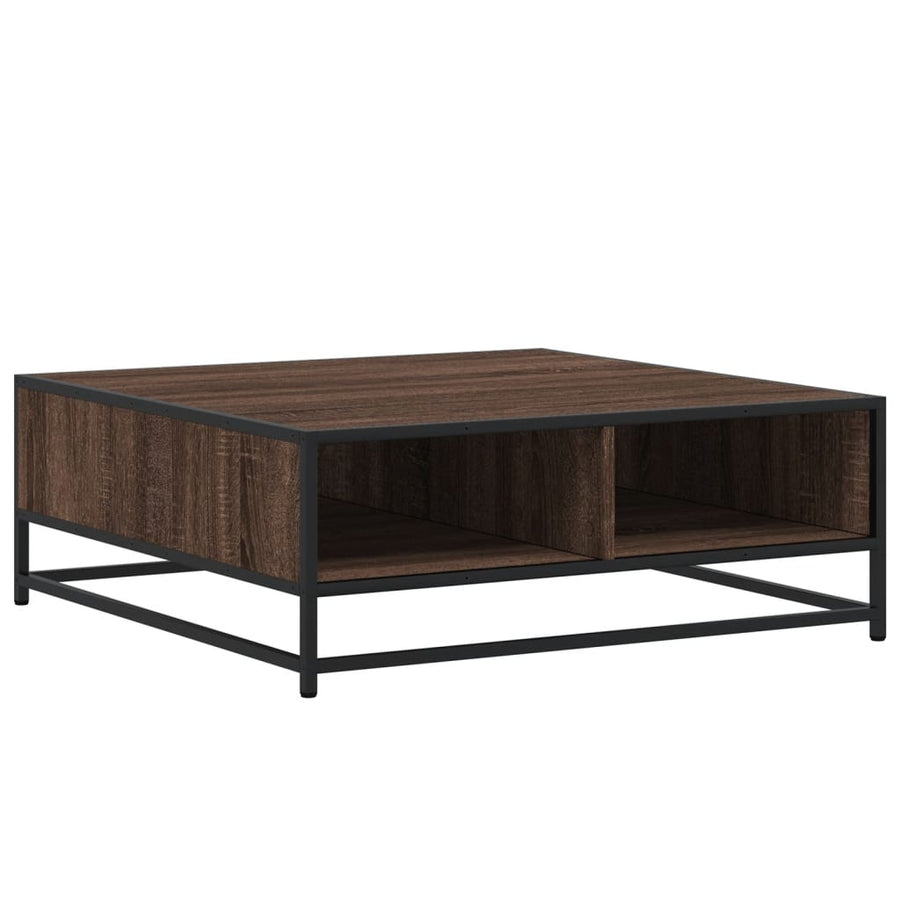 Salontafel 80x80x30 cm bewerkt hout en metaal bruin eikenkleur