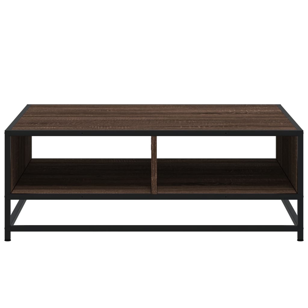 Salontafel 80x80x30 cm bewerkt hout en metaal bruin eikenkleur