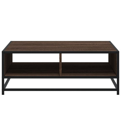Salontafel 80x80x30 cm bewerkt hout en metaal bruin eikenkleur