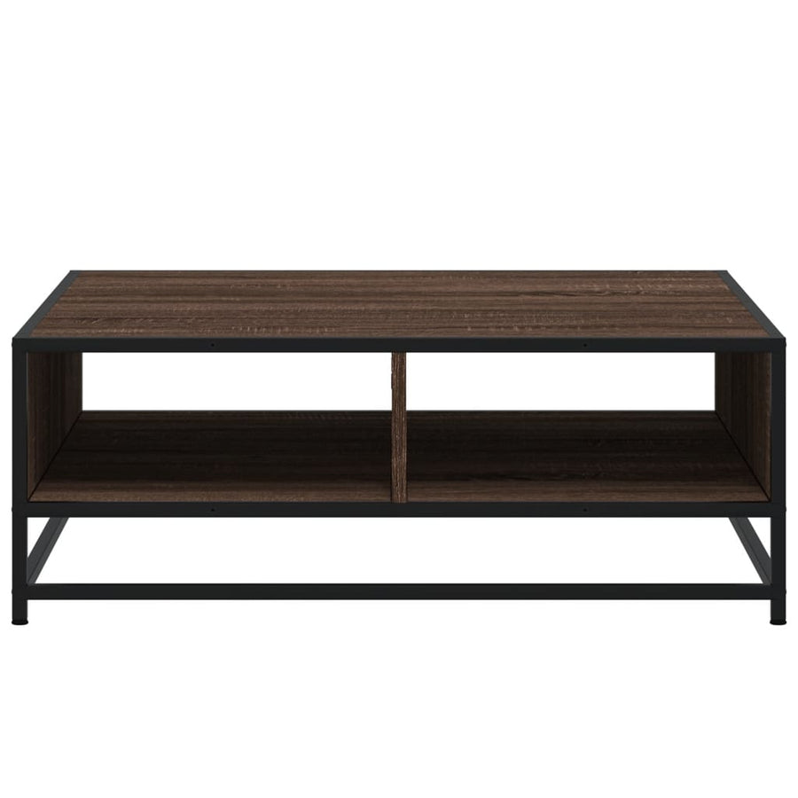 Salontafel 80x80x30 cm bewerkt hout en metaal bruin eikenkleur
