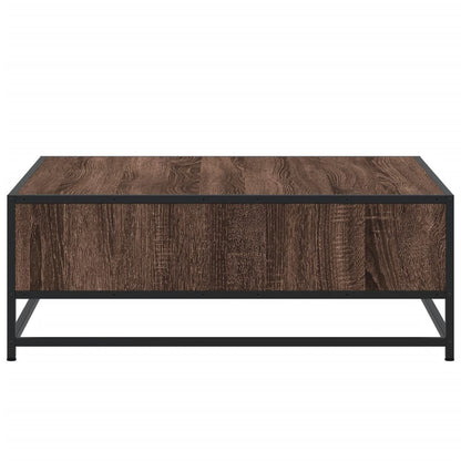 Salontafel 80x80x30 cm bewerkt hout en metaal bruin eikenkleur