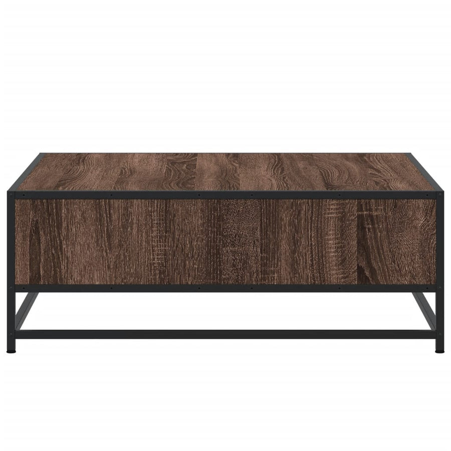 Salontafel 80x80x30 cm bewerkt hout en metaal bruin eikenkleur