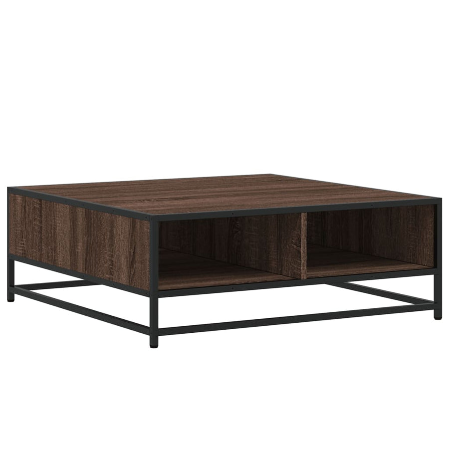 Salontafel 80x80x30 cm bewerkt hout en metaal bruin eikenkleur