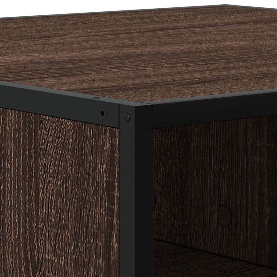 Salontafel 80x80x30 cm bewerkt hout en metaal bruin eikenkleur
