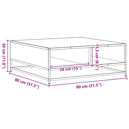 Salontafel 80x80x30 cm bewerkt hout en metaal bruin eikenkleur