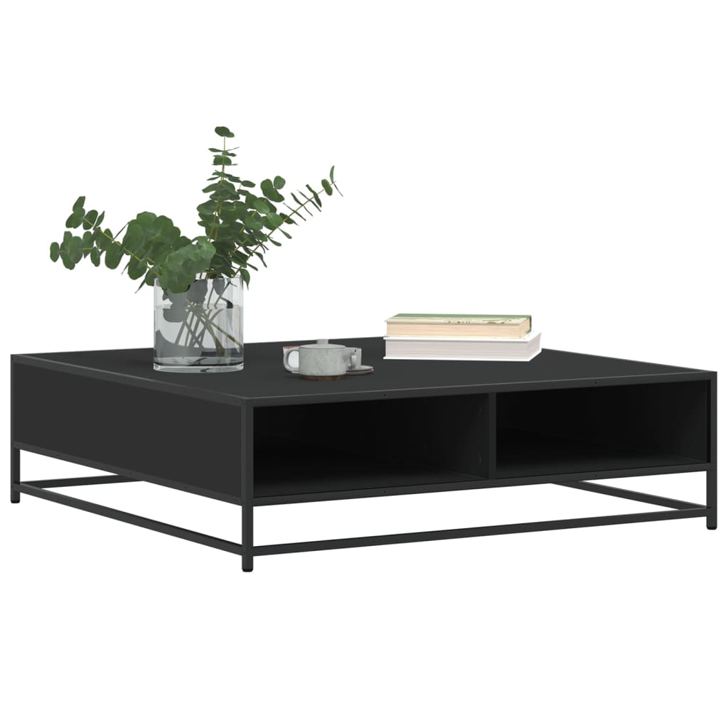 Salontafel 100x100x30 cm bewerkt hout en metaal zwart