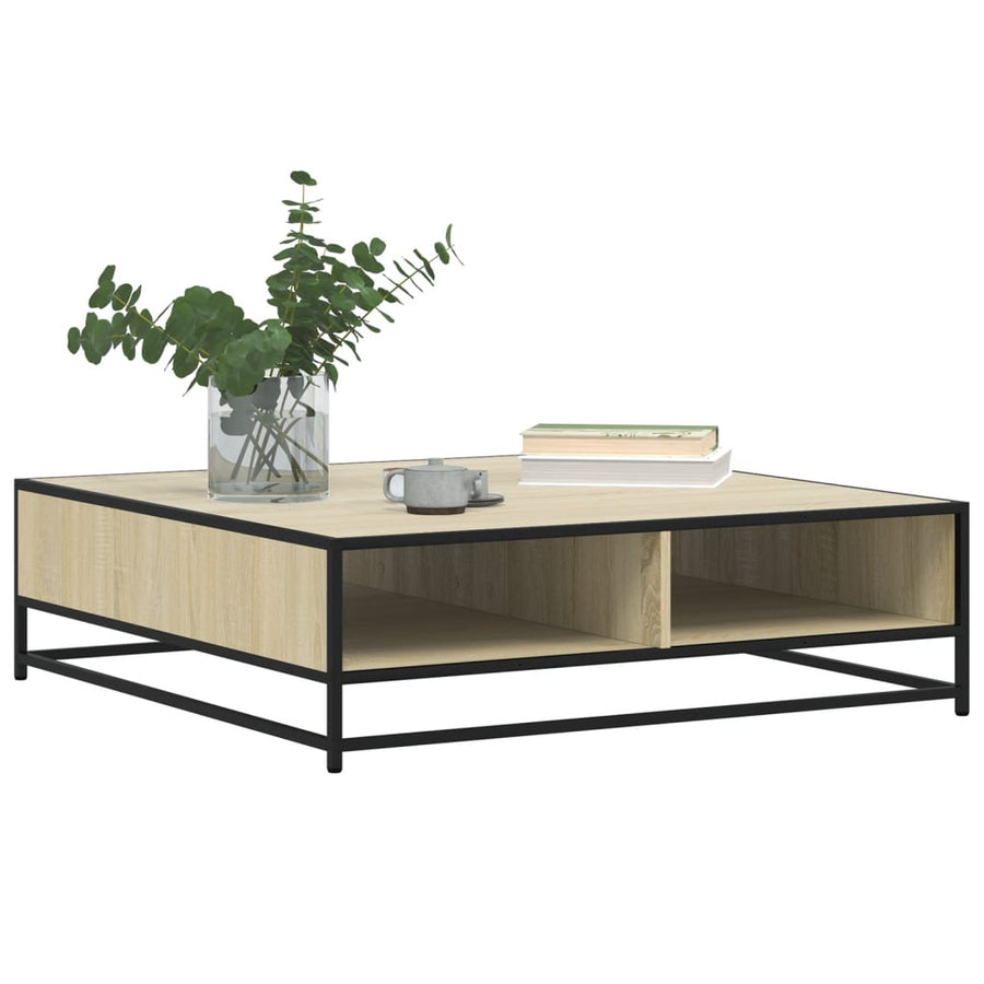 Salontafel 100x100x30 cm bewerkt hout en metaal sonoma eiken