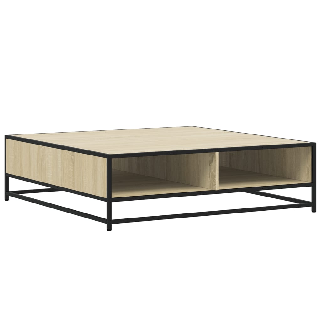 Salontafel 100x100x30 cm bewerkt hout en metaal sonoma eiken