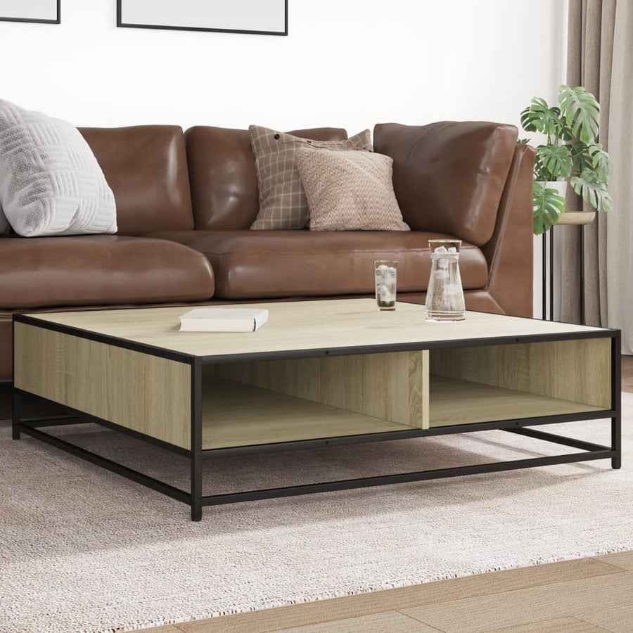 Salontafel 100x100x30 cm bewerkt hout en metaal sonoma eiken