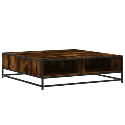 Salontafel 100x100x30 cm bewerkt hout en metaal gerookt eiken