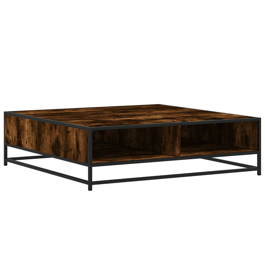 Salontafel 100x100x30 cm bewerkt hout en metaal gerookt eiken