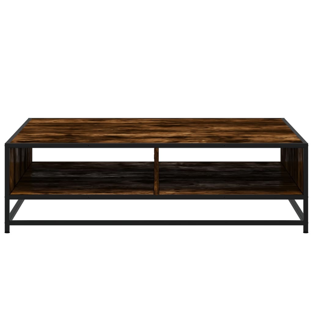 Salontafel 100x100x30 cm bewerkt hout en metaal gerookt eiken