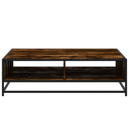 Salontafel 100x100x30 cm bewerkt hout en metaal gerookt eiken