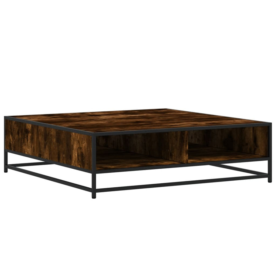 Salontafel 100x100x30 cm bewerkt hout en metaal gerookt eiken