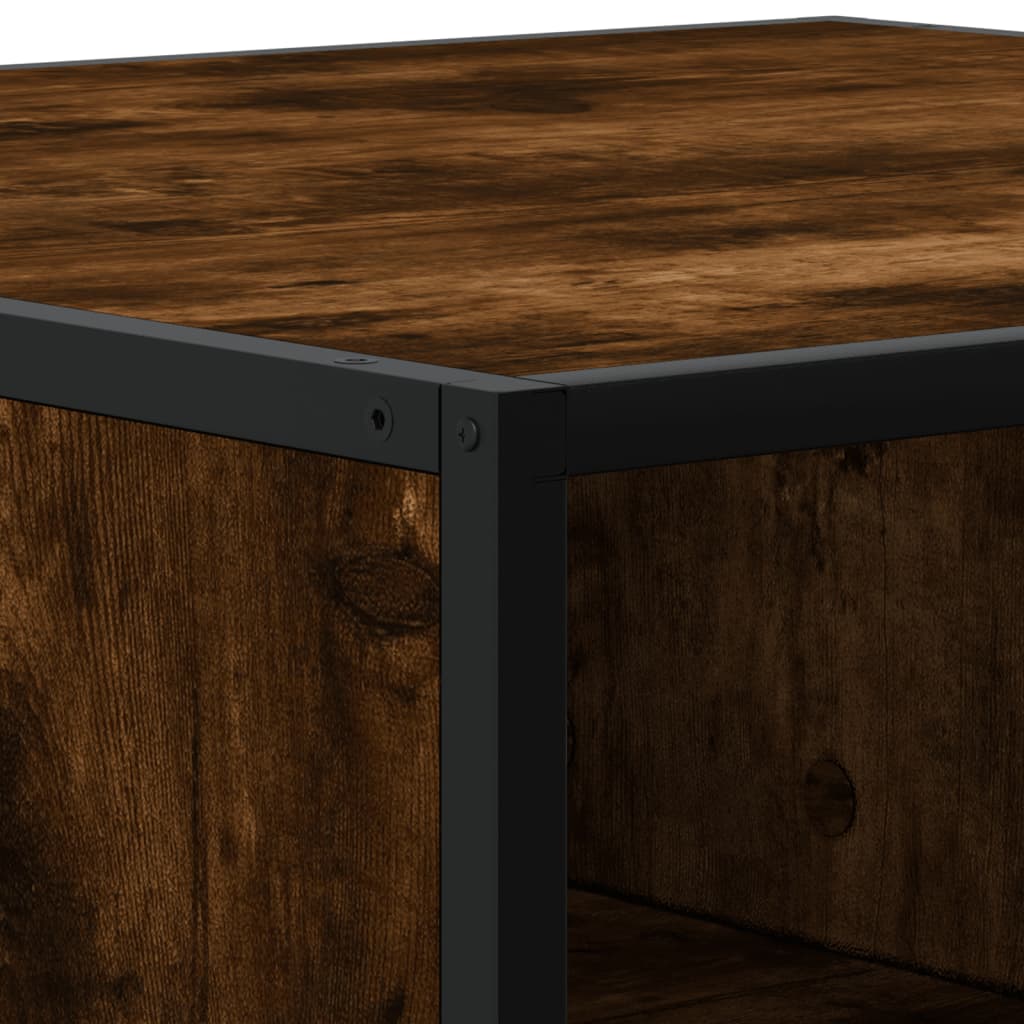 Salontafel 100x100x30 cm bewerkt hout en metaal gerookt eiken