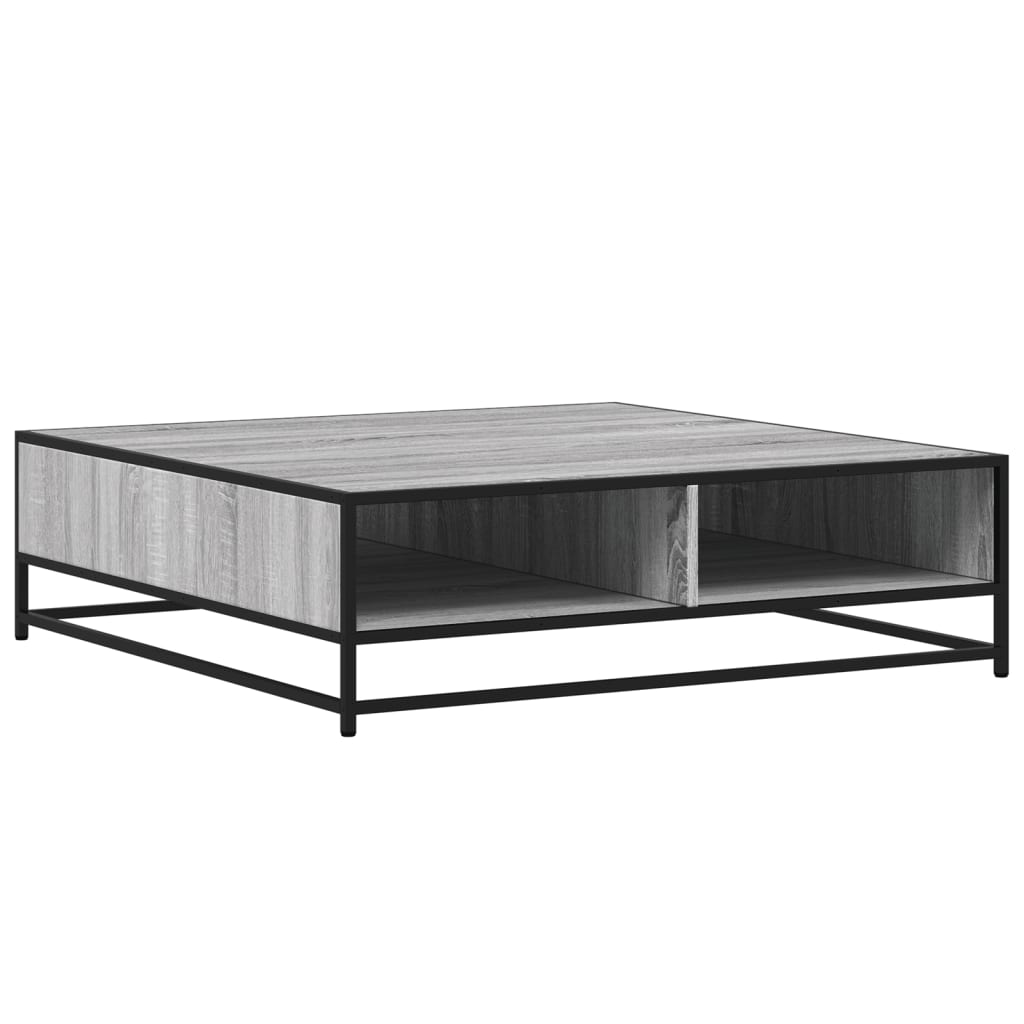 Salontafel 100x100x30 cm bewerkt hout en metaal grijs sonoma