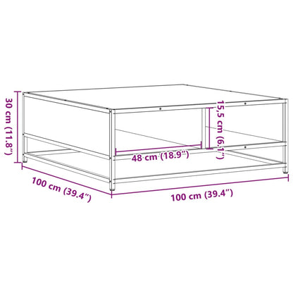 Salontafel 100x100x30 cm bewerkt hout en metaal grijs sonoma
