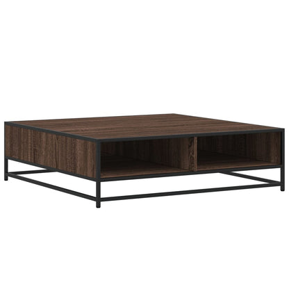 Salontafel 100x100x30 cm bewerkt hout en metaal bruin eiken