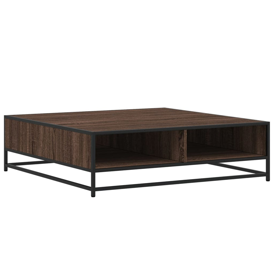Salontafel 100x100x30 cm bewerkt hout en metaal bruin eiken