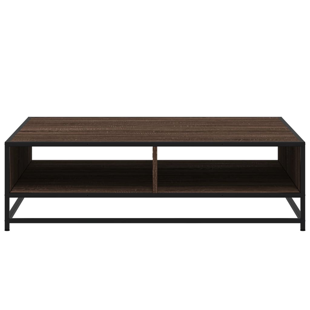 Salontafel 100x100x30 cm bewerkt hout en metaal bruin eiken