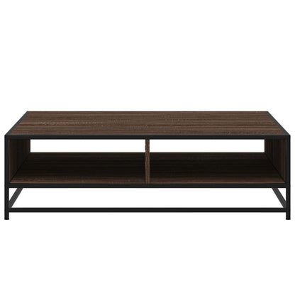 Salontafel 100x100x30 cm bewerkt hout en metaal bruin eiken