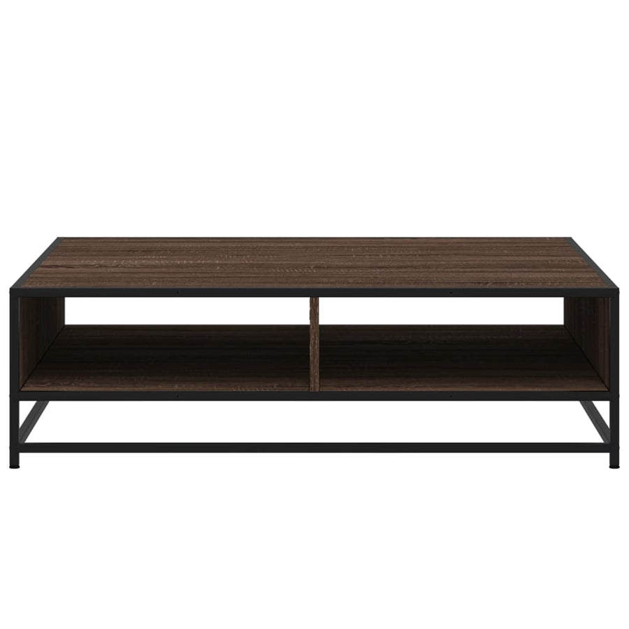 Salontafel 100x100x30 cm bewerkt hout en metaal bruin eiken