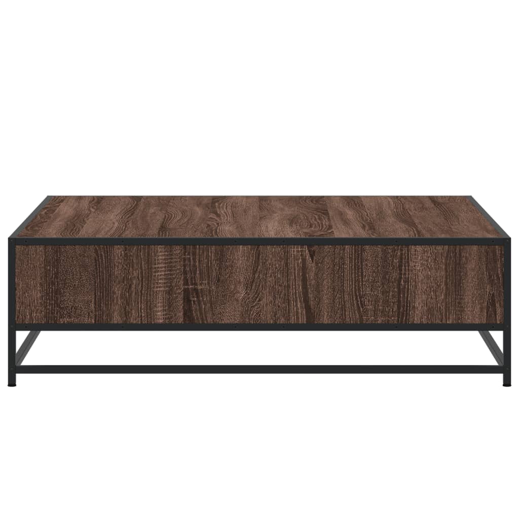 Salontafel 100x100x30 cm bewerkt hout en metaal bruin eiken