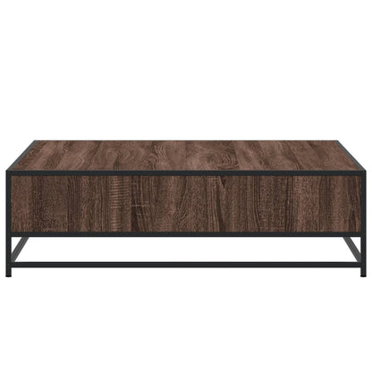 Salontafel 100x100x30 cm bewerkt hout en metaal bruin eiken