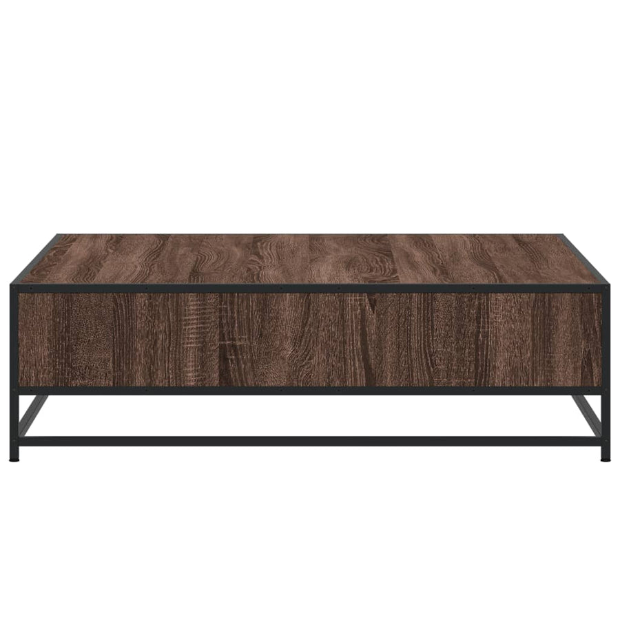 Salontafel 100x100x30 cm bewerkt hout en metaal bruin eiken